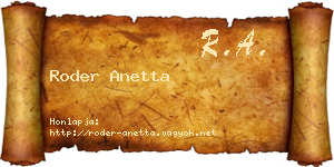 Roder Anetta névjegykártya
